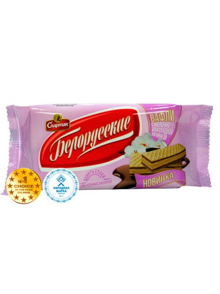 Вафли Белорусские мол-шок.начин фл-пак 89гр Спартак Вафли Белорусские мол-шок.начин фл-пак 89гр Спартак